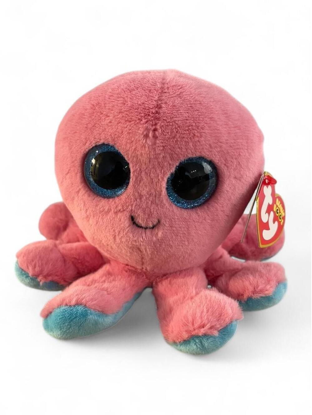 Pink and blue TY Beanie Boo plush octopus